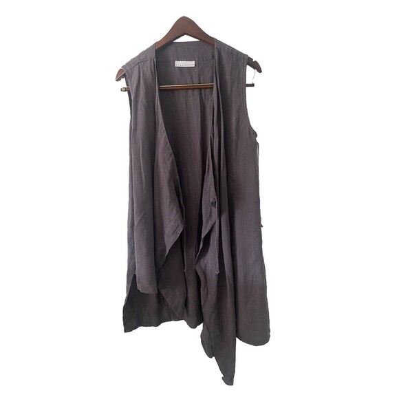 Bryn Walker Cardigan Sweater Womens Size M Grey Linen Sleeveless Front Tie Front - Picture 1 of 11